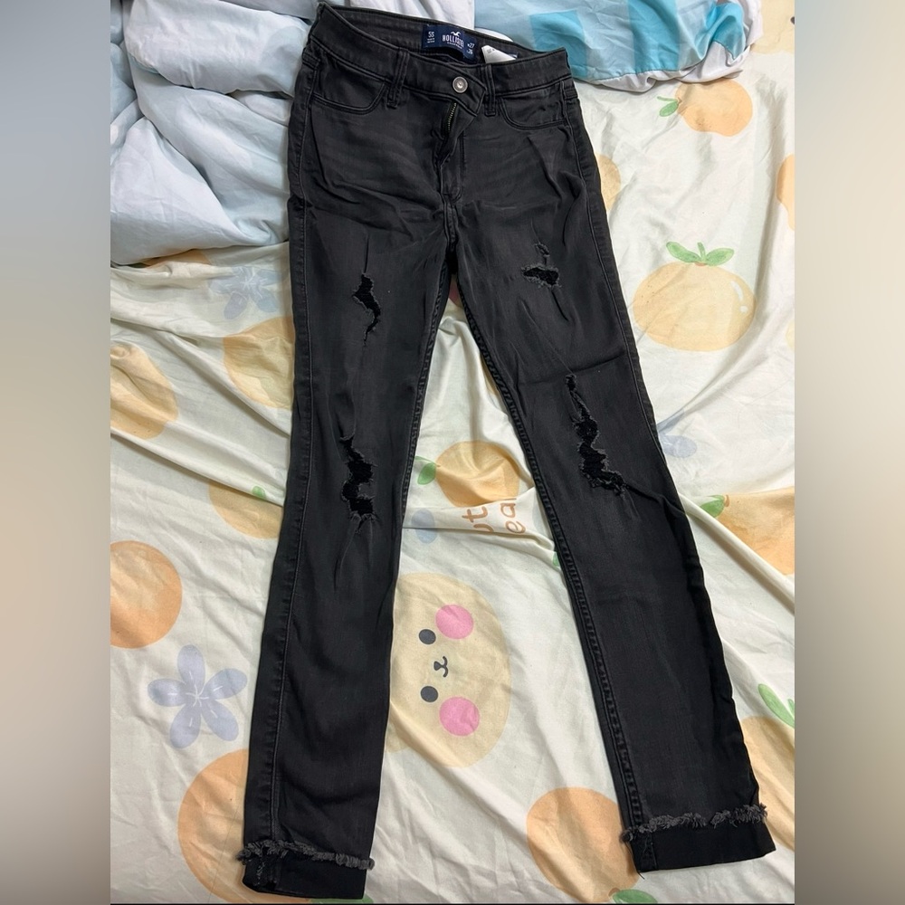 Hollister gray distressed ripped denim jeans size 5S